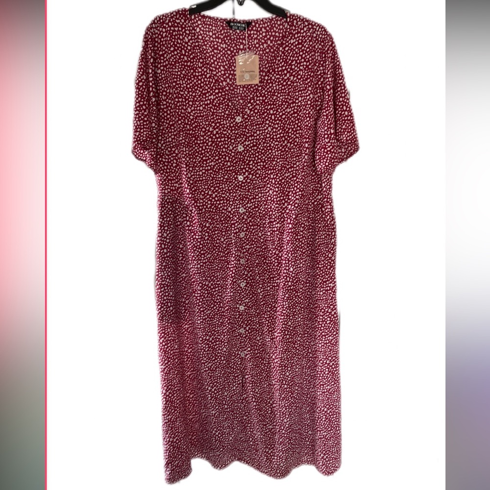 Bloomchic Red White Midi Dress Short Sleeve sz 18-20 Plus NEW! Casual Summer